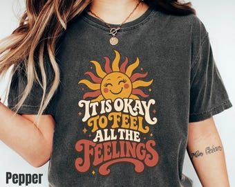 School Counselor Mental Health Shirt, Feel All The Feelings Educator Graphic Tee Women