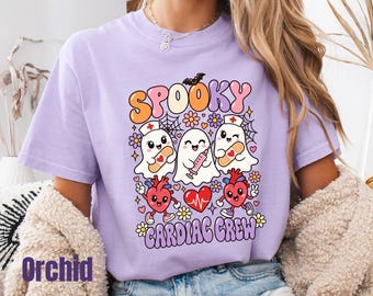 Comfort Colors Spooky Cardiac Crew Shirt, CVICU Nurse Halloween Tee, Cardiology ICU Squad Apparel