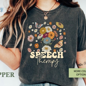 Chemise d'orthophonie Comfort Colors : cadeau floral SLP