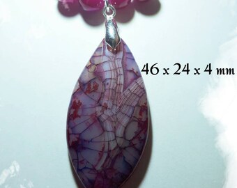 White and Tangerine 48.54mm Touchstone Dragon Veins Agate Pendant Bead Marquise