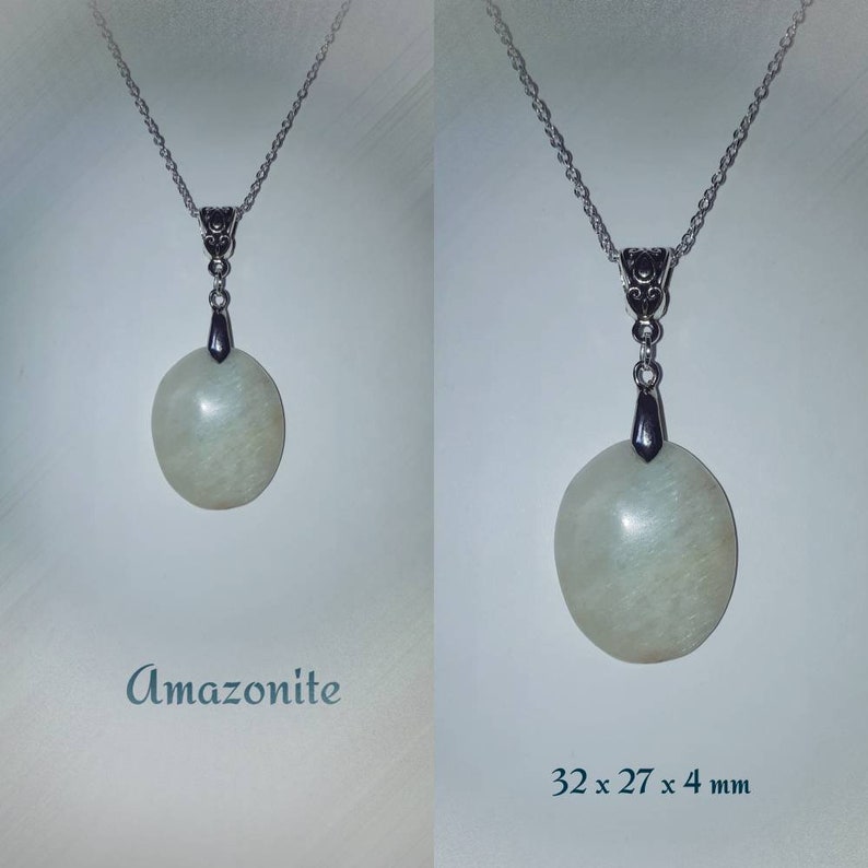 Designer Amazonite Pendant Necklace with Silver Chain