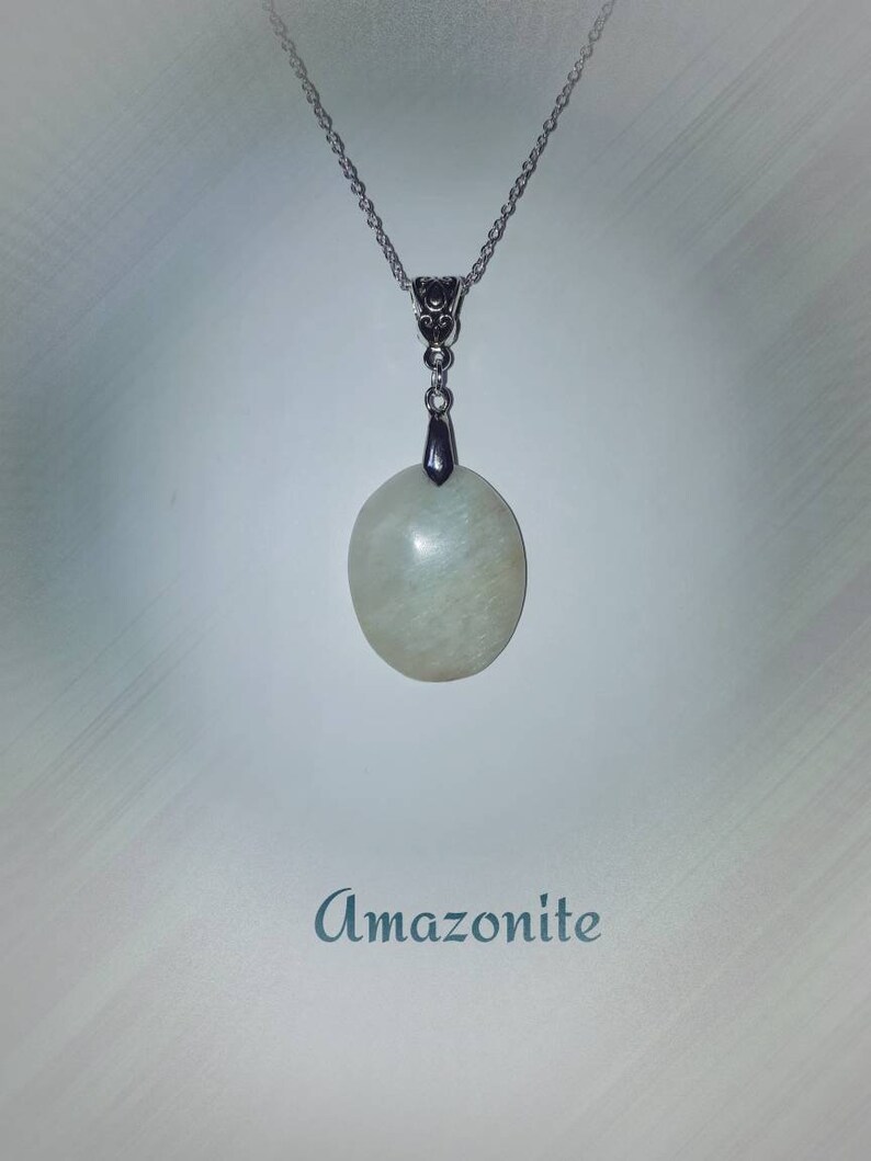Designer Amazonite Pendant Necklace with Silver Chain
