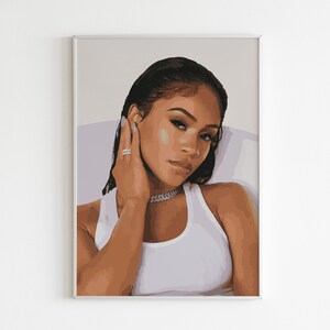 Saweetie Poster Print | Saweetie Wall Decor | Hip Hop | R&B | Portrait | Saweetie Wall Art