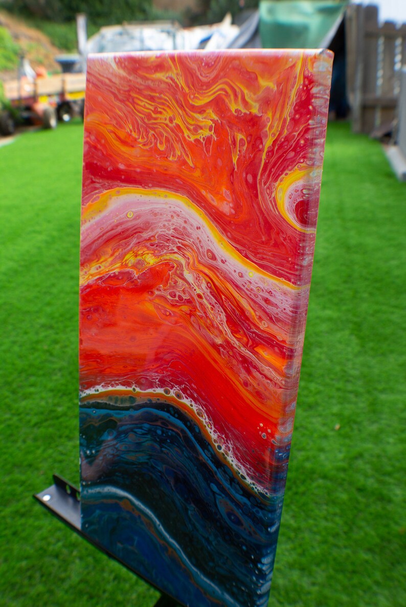 Resin coated Fluid art canvas 10 X 20 acrylic painting Etsy