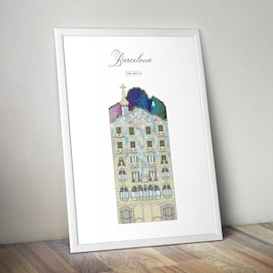 Lámina decorativa de la casa Batlló de Antonio Gaudí de Barcelona. Cuadro para decoración de pared.
