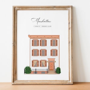 Greenwich Village Dekoration Plakat aus Manhattan, New York. Digitale Illustration des Greenwich Village Nachbarschaft.