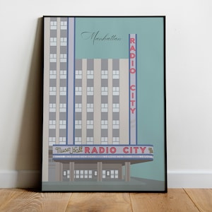 Poster for decoration of Radio City Music Hall in Manhattan, New York. Digital illustration Manhattan, The Rockettes.