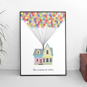 Digital illustration of the movie Up, Poster of the Disney and Pixar movie, painting to decorate the wall with illustration.