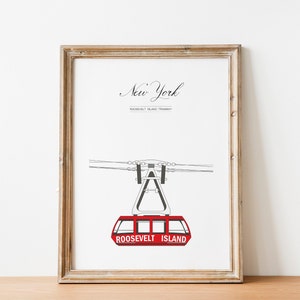 Póster, Cartel de Nueva York, cartel Roosevelt, Nueva York, Roosevelt Island, Arquitectura pared, arte, decoración, A4, A3, Tramway, NY