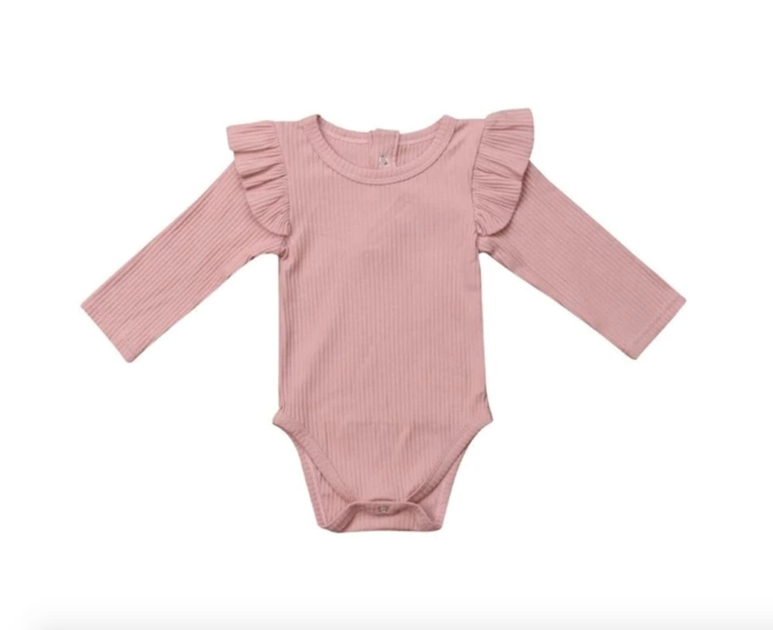 Baby Long sleeve Ruffled Onesie Pink. Baby bodysuit. girls Etsy