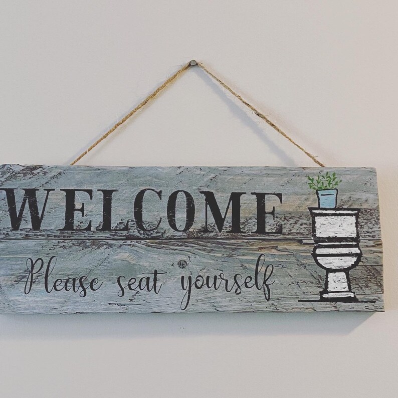 Farmhouserustic Bathroom welcome sign