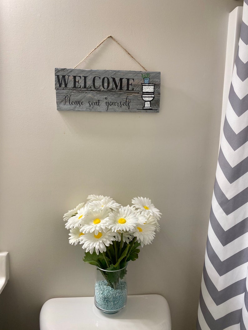 Farmhouserustic Bathroom welcome sign
