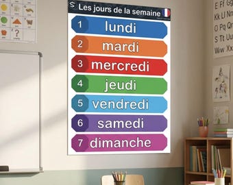 French Days of the Week Poster: Playroom Classroom Decor (Digital Download)