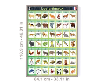 Les Animaux | French Animals Large Printable Posters for Nursery and Classroom Decor | DIGITAL DOWNLOAD
