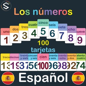 Números espanhóis | NÚMEROS 1-100 | Flashcards de números para pré-escola | Materiais didáticos de espanhol | Download digital