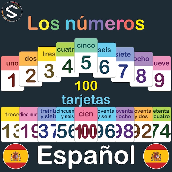 Spanish Numbers | NUMEROS 1-100 | Numbers flashcards for preschool | Spanish teaching materials | Digital Download