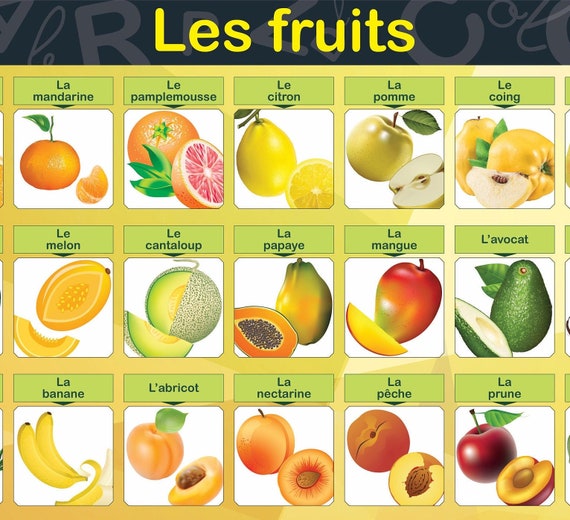 Les Fruits / French Fruits Poster / Teachers Materials / Etsy