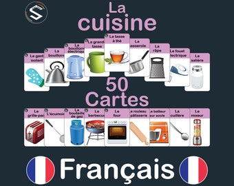 Franse keuken Woordenschat Flashcards: montessorionderwijs (digitale download)