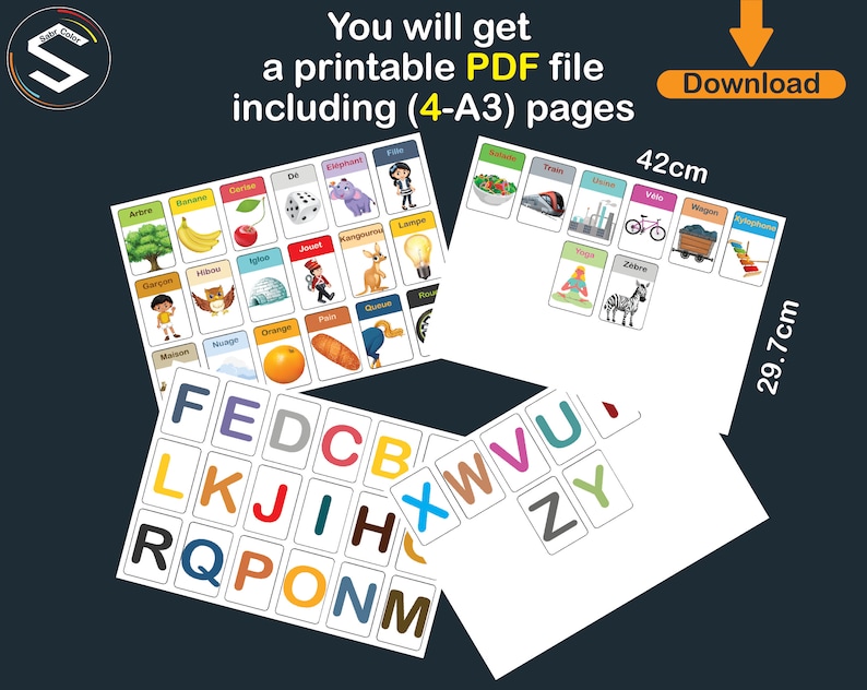 French Alphabet Printable Flashcards for Homeschool and Kindergarten