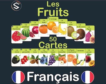 French FRUITS lexicon vocabulary printable flashcards | le vocabulaire français de fruits | Cartes éducatives | DIGITAL DOWNLOAD