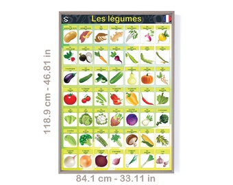 Les Légumes | FRENCH vegetables vocabulary large printable Poster | Colored Vegetables chart | DIGITAL DOWNLOAD