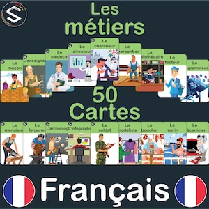 フランス語 仕事と職業 語彙の印刷可能なフラッシュカード |メティエの語彙 |デジタルダウンロード
