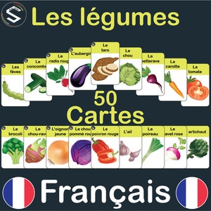 FRENCH Vegetables and plants vocabulary list printable flashcards | Vocabulaire français des légumes | DIGITAL DOWNLOAD