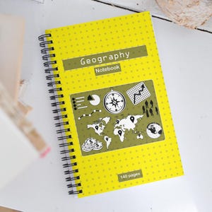 GEOGRAPHY Spiral notebook, Dotted paper composition For Students and teachers.