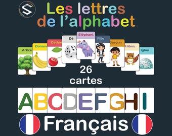 French Alphabet printable flashcards for homeschool and kindergarten | Alphabet français | language Materials for preschool kids.