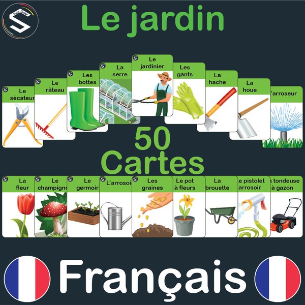 FRENCH Garden vocabulary printable flashcards  | Le lexique thématique du Jardin | DIGITAL DOWNLOAD