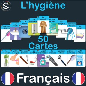 Elenco dei vocaboli dell'igiene FRANCESE / flashcard stampabili / Vocabulaire de L'hygiène / DOWNLOAD DIGITALE