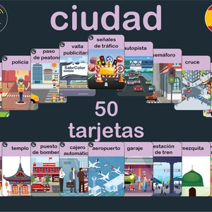 Spanish "Ciudad" vocabulary printable Flashcards | Town vocabulary Printable for Hispanic Countries | DIGITAL DOWNLOAD