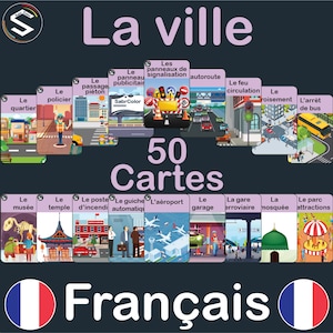 Flashcard stampabili del vocabolario francese "Città" / vocabulaire de la Ville / DOWNLOAD DIGITALE