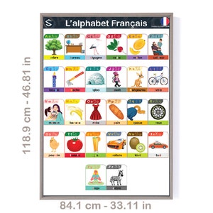 Letras do alfabeto FRANCÊS pôster de parede grande para impressão | As letras do alfabeto Français | Abécédaire | DOWNLOAD DIGITAL