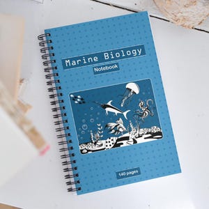 Marine Biology Notebook: Dot Paper, Spiral Bound, Ocean Life Design