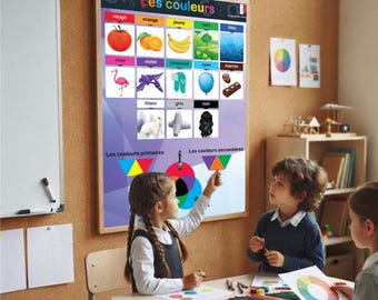 Póster de los colores franceses: Les Couleurs, decoración para el aula de educación en casa (descarga digital)