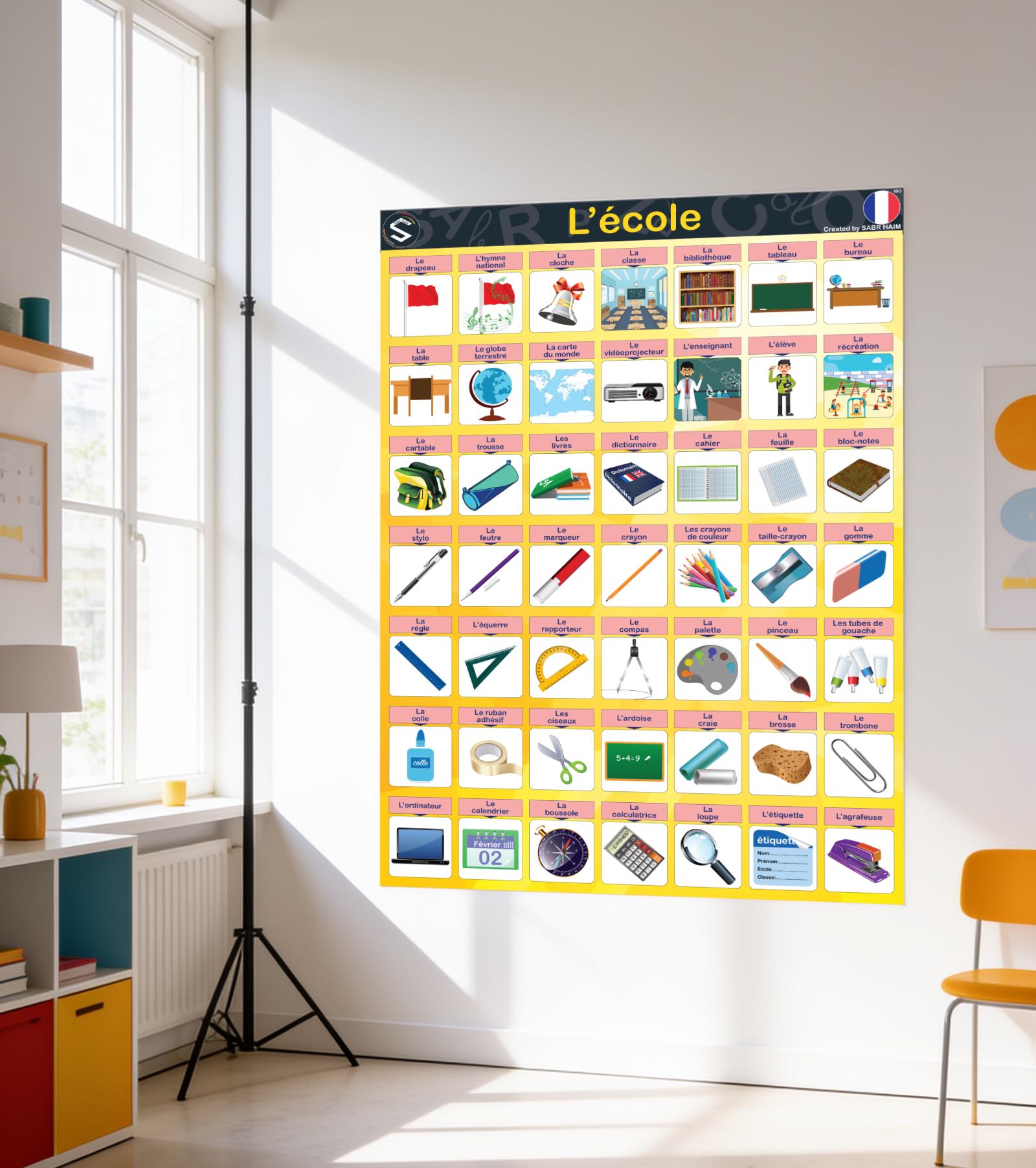 Back to School French School Supplies Poster: Vocabulary Learning