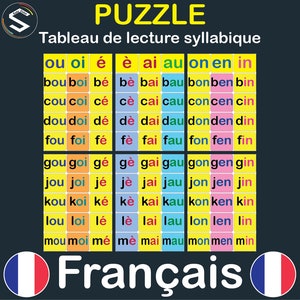 FRANCUSKI sylabiczny Czytanie zdziwiony kolorowy plakat | Lekcja wykładu w PUZZLE | Program wykładu | Pobieranie cyfrowe [PDF]