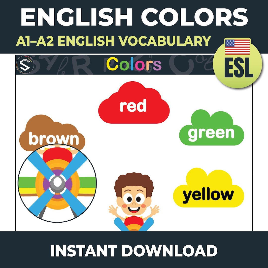 Color English Pattern English Colors Poster | ESL Vocabulary Chart | Learn Colors Printable ...