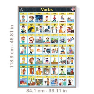 ENGLISH illustrated Verbs, Large Poster |  for primary schools and foreigner Language learners | DIGITAL DOWNLOAD