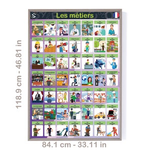 Les métiers | FRENCH Jobs and professions Printable Poster for playrooms and classroom decor | DIGITAL DOWNLOAD