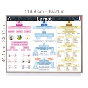 Franse woordsoorten Grote poster | Les categorieën du Mot en Français, MEEST GEBRUIKTE grammaticaregels in het Frans | DIGITAAL