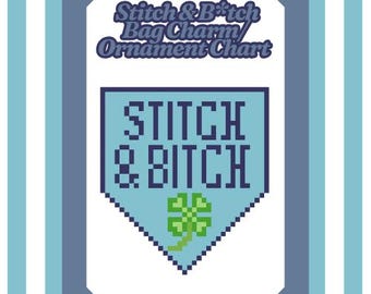 Stitch & B*tch Needlepoint Chart | Digital Download Bag Charm Pattern | Modern DIY Needlepoint