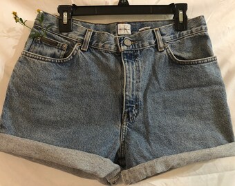 Vintage Calvin Klein Stonewashed Denim Shorts - Size Medium - Size 10 - Mid/High Rise