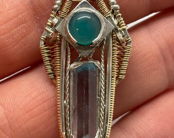 Pendant with natural emerald and tourmaline