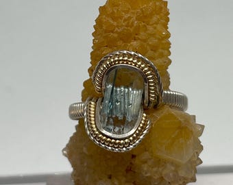 Natürlicher Aquamarinkristallring anpassbar