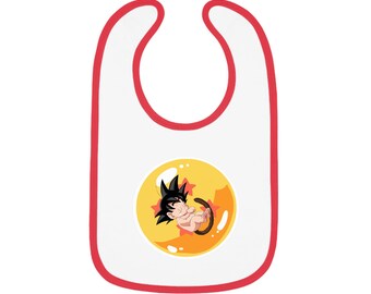 Baby Goku in Dragon Ball DBZ Baby Contrast Trim Jersey Bib