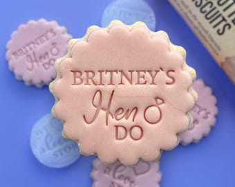Hen do, M&S size double cookie cutter, personalised embosser