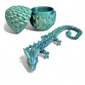 3D Printed Articulated Crystal Dragon & Egg | Fidget | Mythical Legendary Dragon |As seen on Tiktok