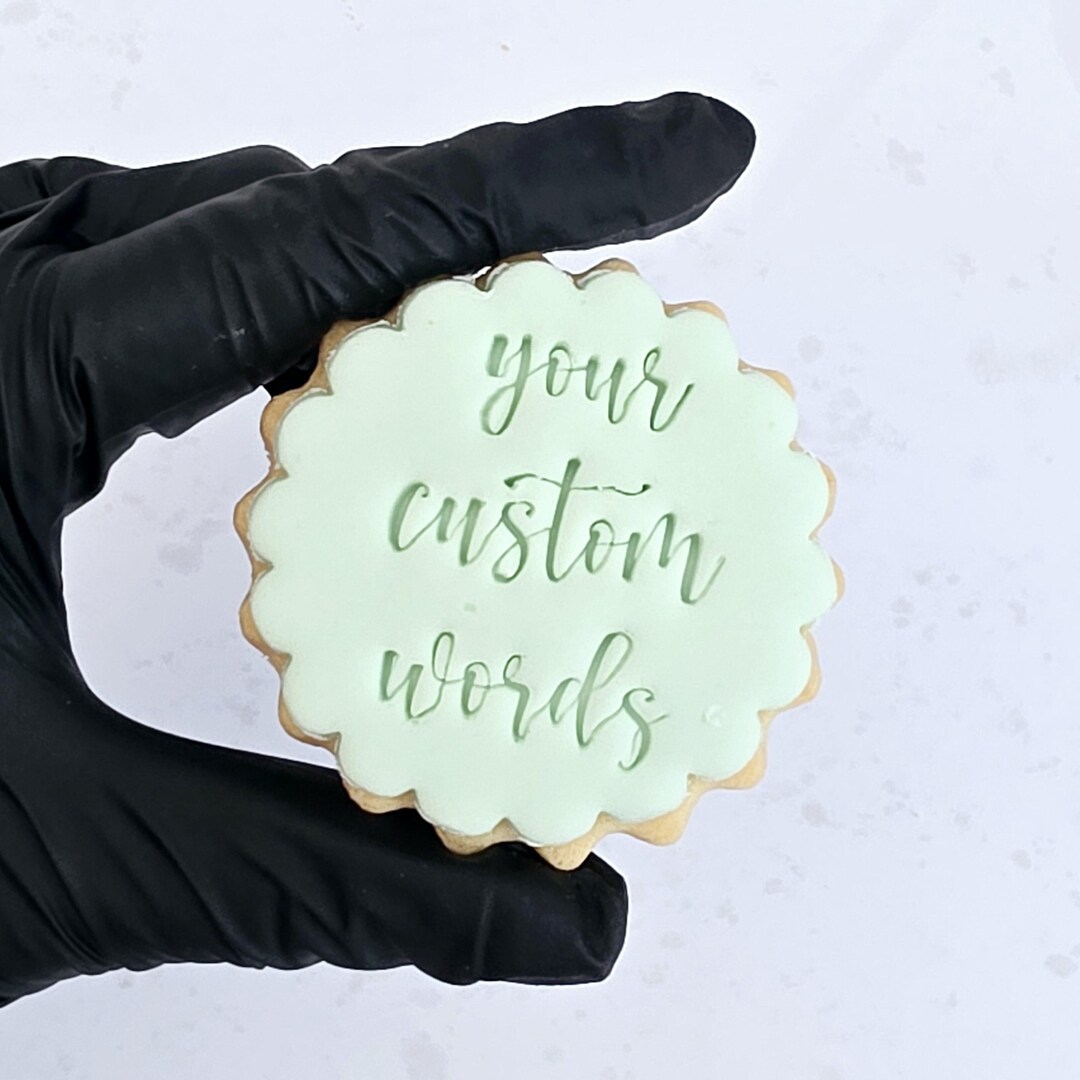 Embosser Script Personalized Cookie Embosser: Elegant Script, M&S Style Biscuits ...